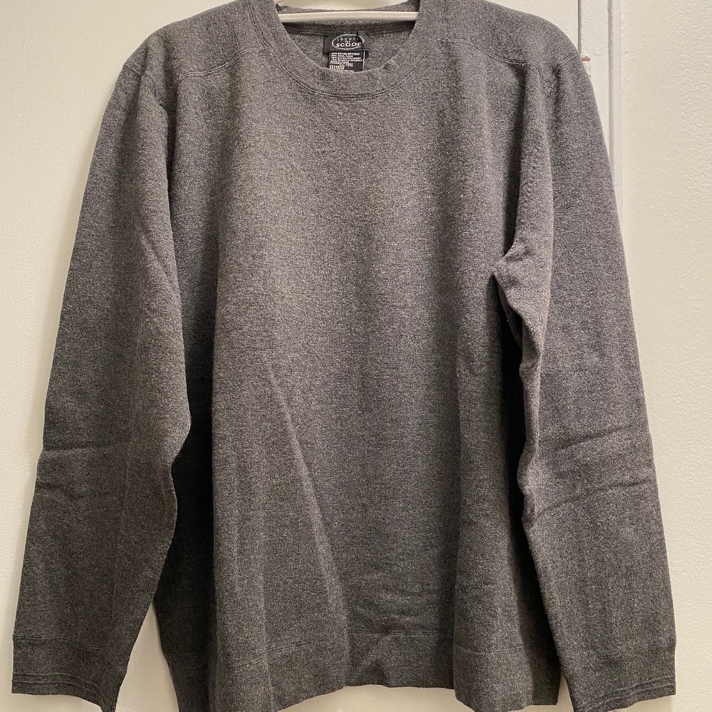 MENS THEORY FOR SCOOP GREY LONG SLEEVE  SWEATER XL